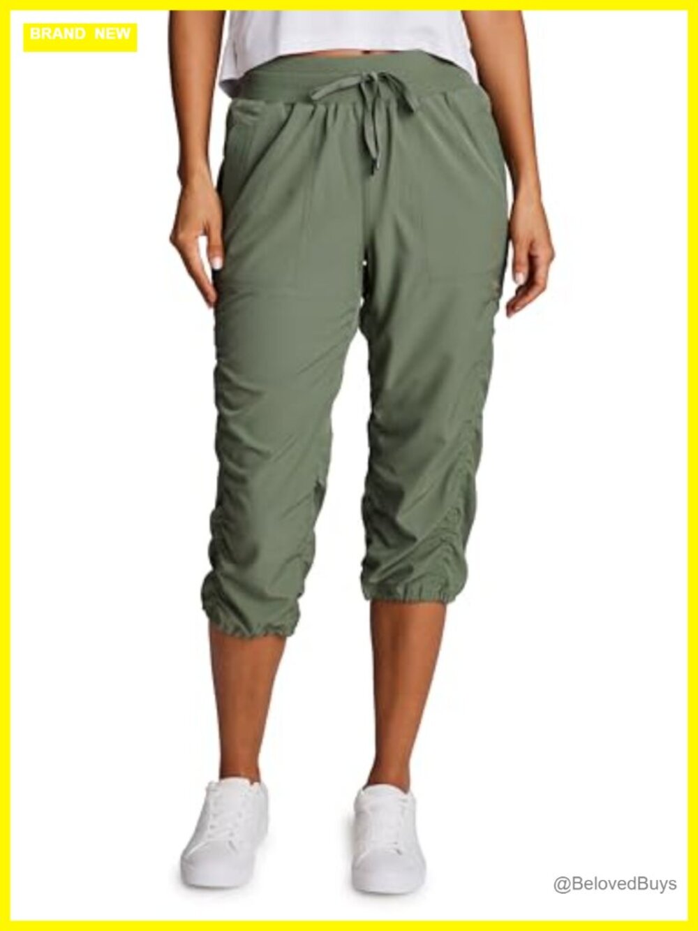 Women's Lightweight Jogger Capri Pants with Drawstring Waist and Side Pockets